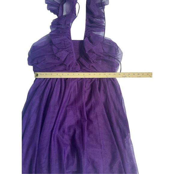 NWT Anthropologie Maeve Ruffled Tulle Mini Dress Purple Size L - Picture 4 of 15